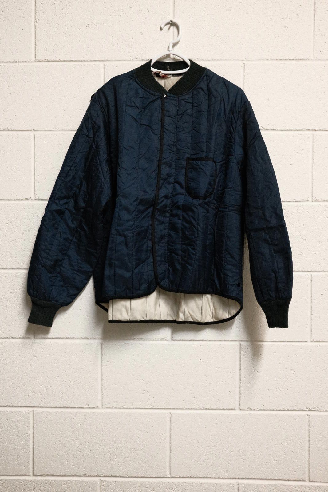 Unknown London Quilted Navy Blue Bomber Jacket with Contrast Lining Size US M / EU 48-50 / 2 - 1 Thumbnail