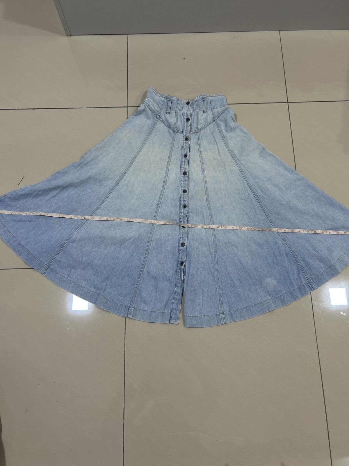 Vintage Vintage Valman Washed Blue Denim Skirt Size 27" / US 4 / IT 40 - 12 Thumbnail