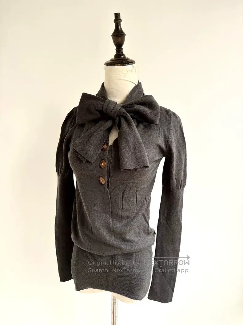 Vivienne Westwood Vivienne Westwood Grey Bow Saturn Knit Top Size S / US 4 / IT 40 - 2 Thumbnail