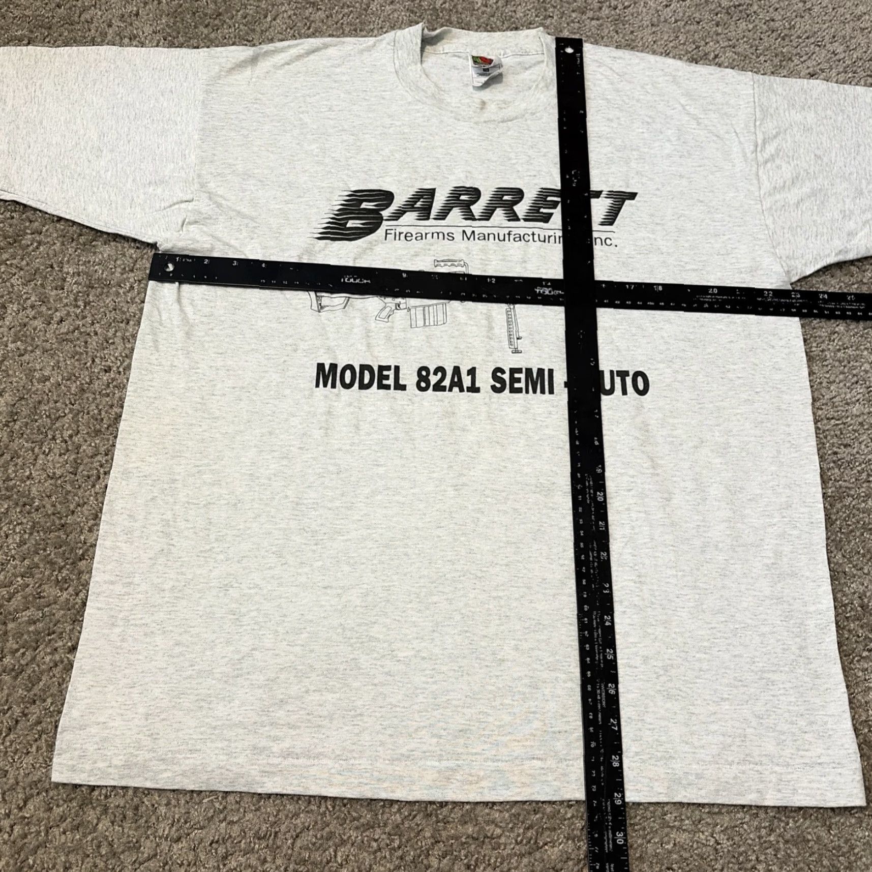 Fruit Of The Loom VINTAGE Barrett Firearms Model 82A1 Semi Auto Rifle Gun Military T-Shirt XL Men Gray Size US XL / EU 56 / 4 - 5 Thumbnail