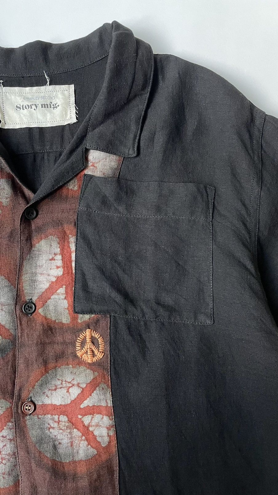 Story Mfg. Black/Orange ‘Peace’ Tie Dye Print Shirt Size US M / EU 48-50 / 2 - 5 Thumbnail