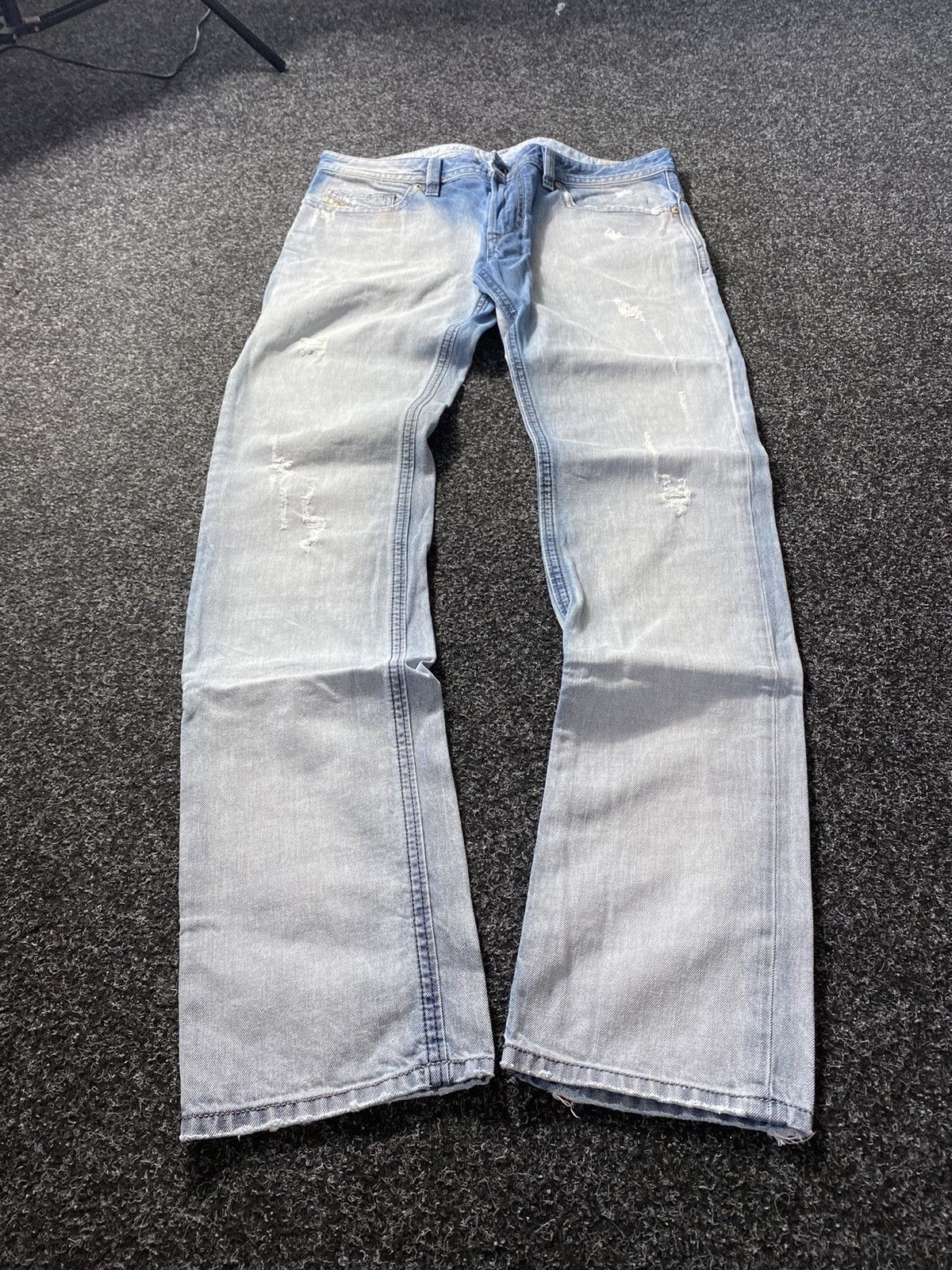 Diesel × Japanese Brand 🔥OPIUM Diesel Washed Blue White Distressed Jeans Punk Rare Size US 34 / EU 50 - 12 Thumbnail
