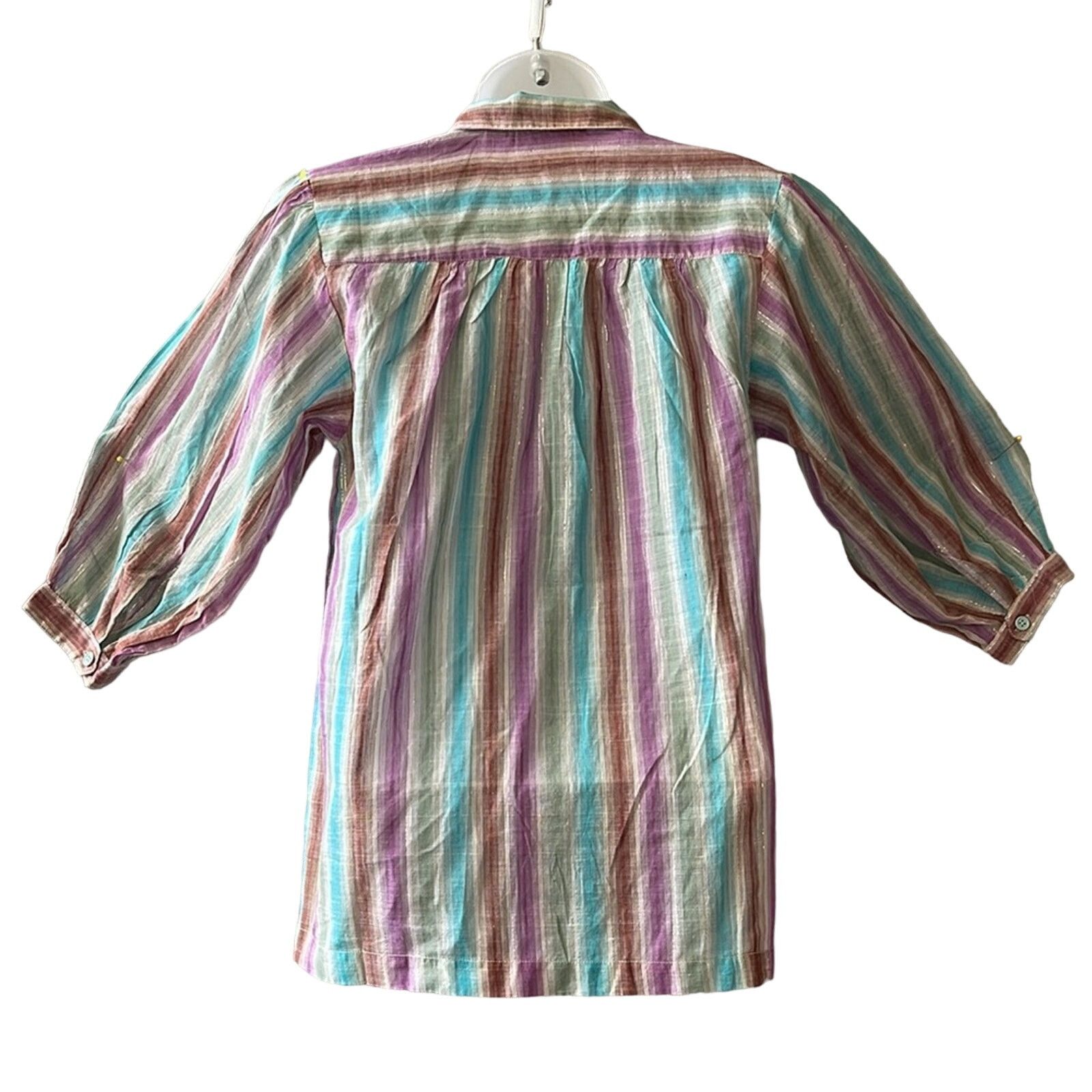 Vintage VINTAGE 1980’s Dead Stock Club Privé Striped Blouse Size S Size S / US 4 / IT 40 - 4 Thumbnail