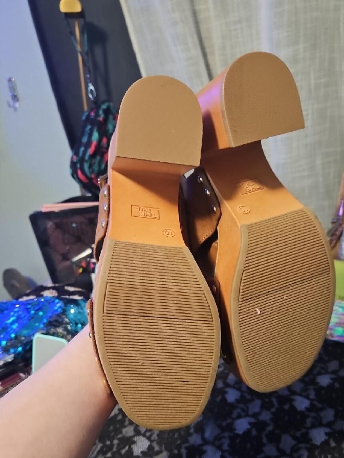 Other Time and Tru Brown Suede Platform Slingback Sandals Size US 10 / IT 40 - 4 Thumbnail