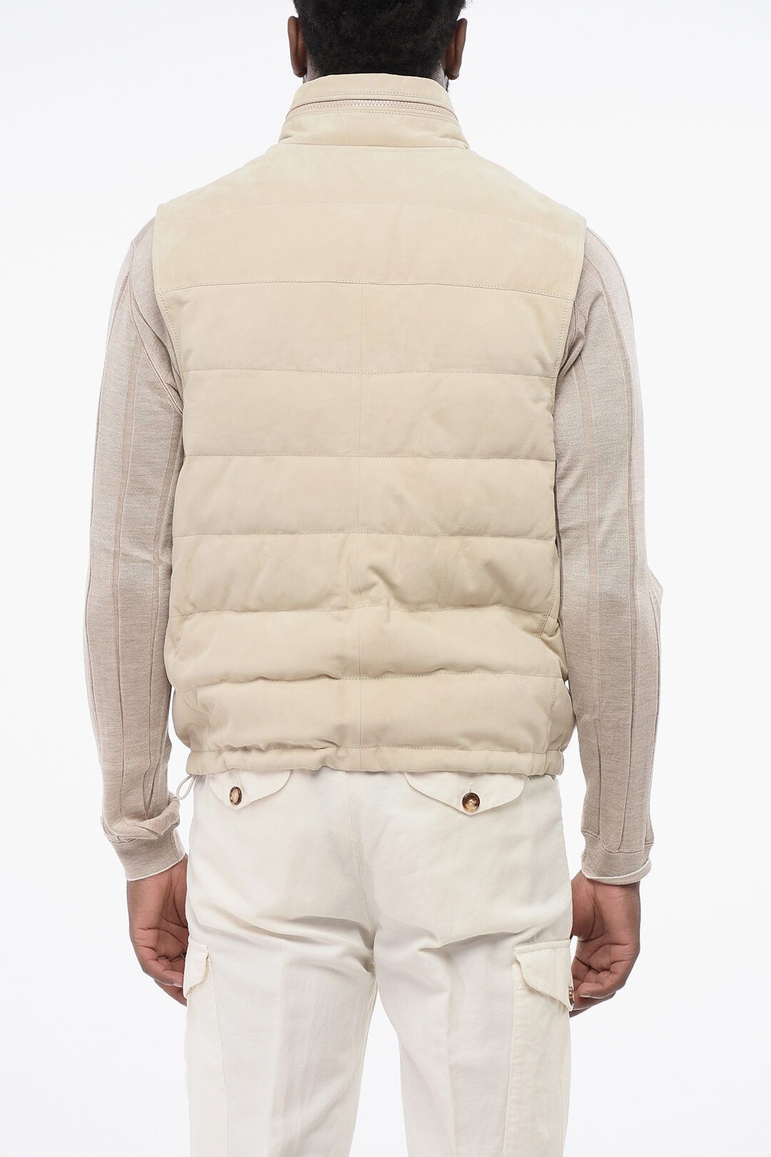 Brunello Cucinelli og1mm0725 Down Padding Suede Vest in Beige Size US XXL / EU 58 / 5 - 2 Thumbnail