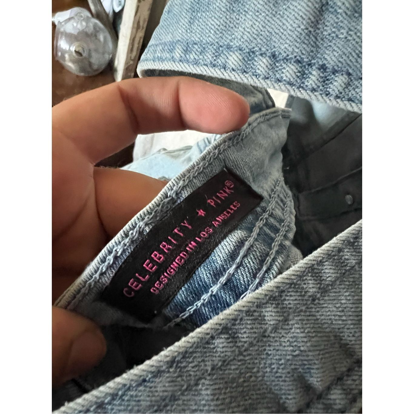 Other Celebrity Pink Blue Jean Short Overalls Woman’s Size Medium Size 28" / US 6 / IT 42 - 10 Thumbnail