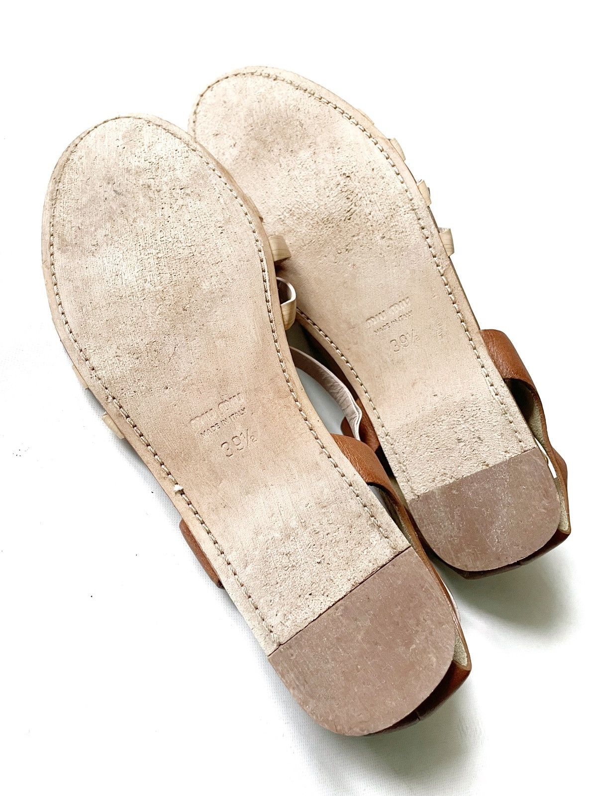 Miu Miu Miu Miu Leather Women Sandals Size 39 Beige & Brown Color Size US 9 / IT 39 - 8 Thumbnail