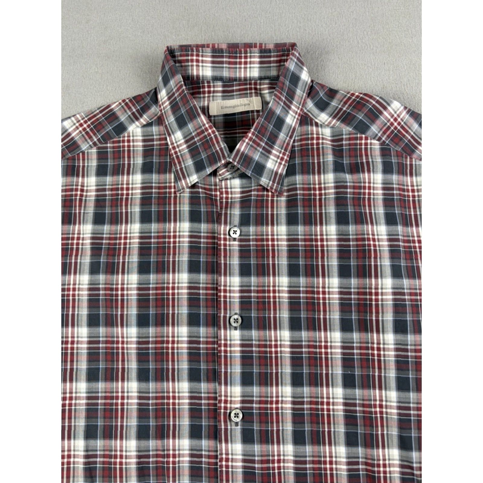 Ermenegildo Zegna Ermenegildo Zegna Shirt Mens XL Gray Plaid Long Sleeve Button-Down Casual Size US XL / EU 56 / 4 - 2 Thumbnail