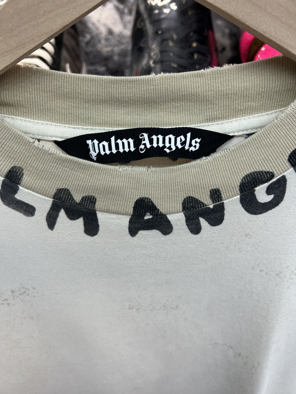 Palm Angels Palm Angels Cream Distressed Tee Size US XL / EU 56 / 4 - 9 Thumbnail