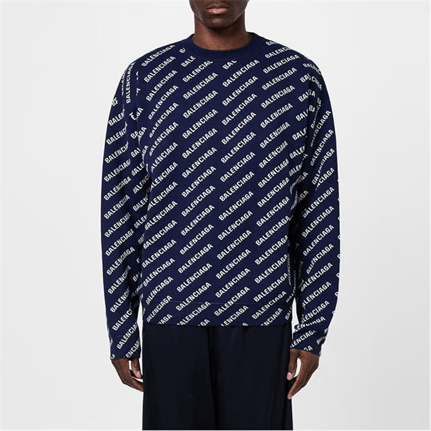 Balenciaga Logo Intarsia Cotton Blend Jumper Size US S / EU 44-46 / 1 - 5 Thumbnail