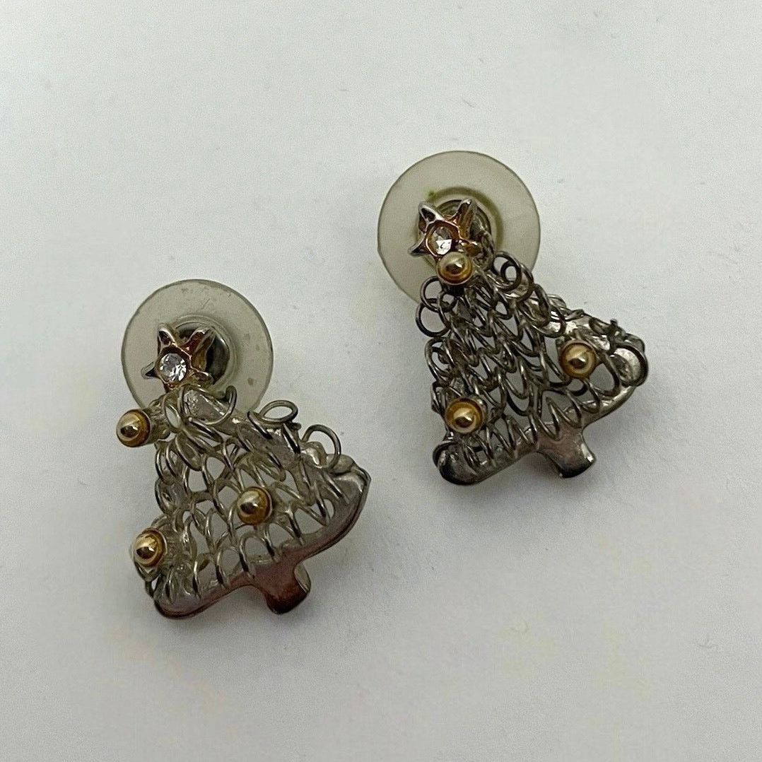 Other Vtg Silver Wired & Gold Bead Christmas Tree Earrings Size ONE SIZE - 1 Thumbnail