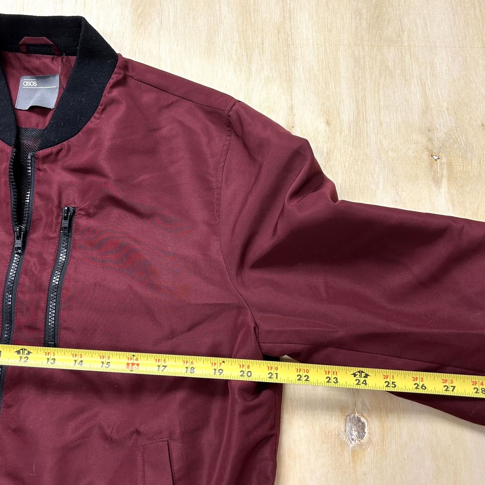 Asos ASOS Jacket Mens Large Red Bomber Full Zip Lined Pocket Lightweight Polyester Size US L / EU 52-54 / 3 - 7 Thumbnail
