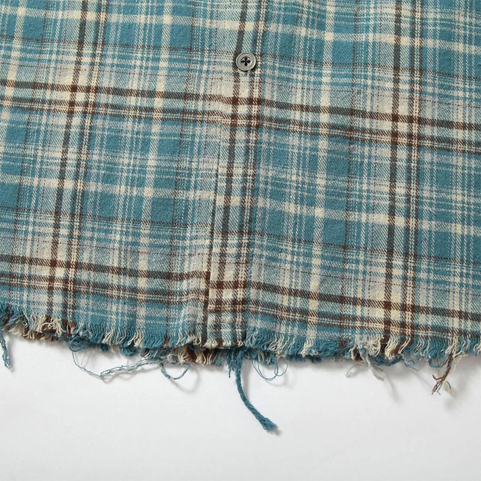Vintage Gradient Plaid Frayed Shirt Size US L / EU 52-54 / 3 - 6 Thumbnail