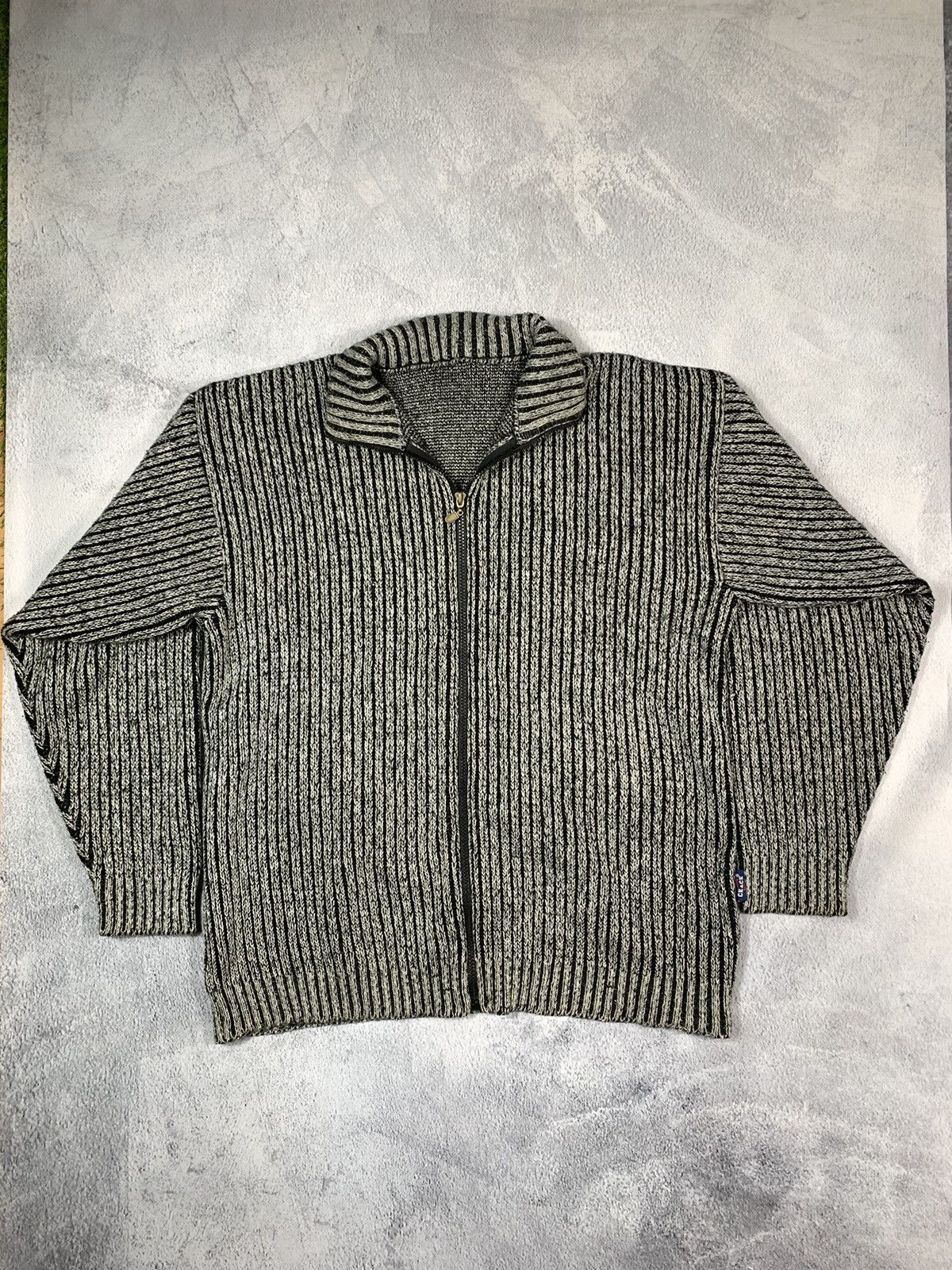 Japanese Brand × Vintage Vintage 90s ribbed zip up knit sweater old money size XL Size US XL / EU 56 / 4 - 1 Thumbnail