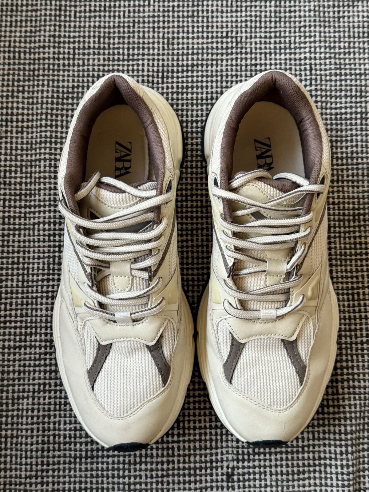 Zara 👟 Zara Athletic Running Shoe • 2 Tone (White, Brown/Tan) Size US 8.5 / EU 41-42 - 2 Thumbnail