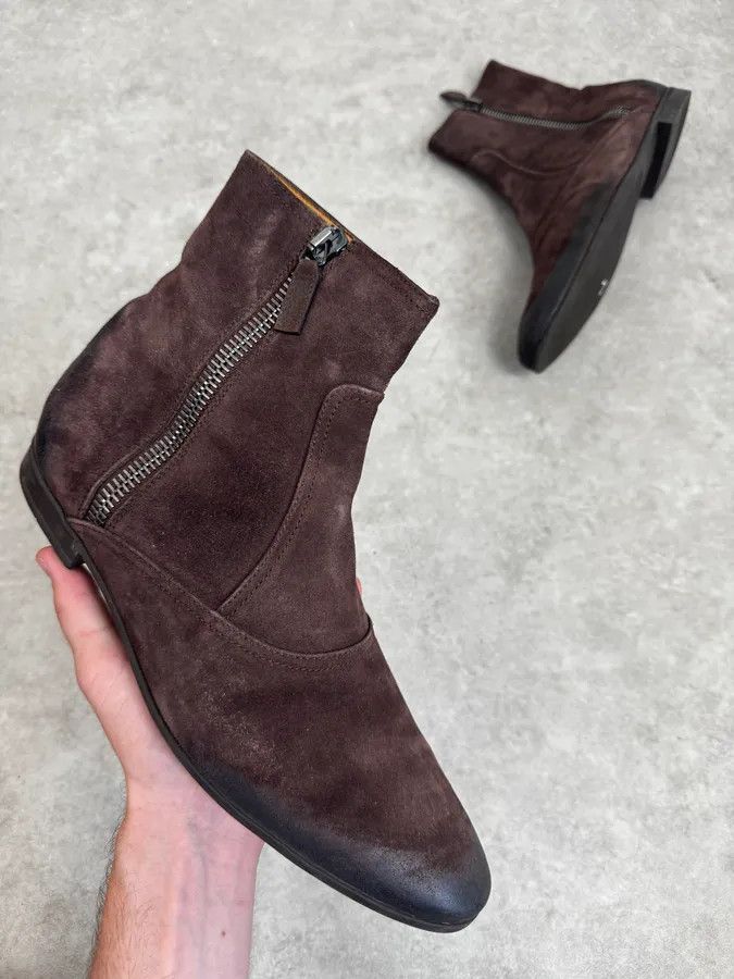 Gucci Brown Suede Zipper Ankle Boots