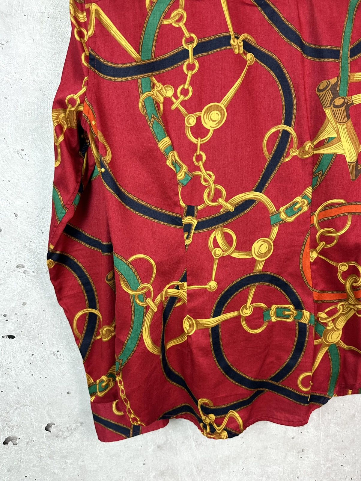 Polo Ralph Lauren Vintage Polo Ralph Lauren Chain-Print Red Long Sleeve Shirt Size S / US 4 / IT 40 - 8 Thumbnail