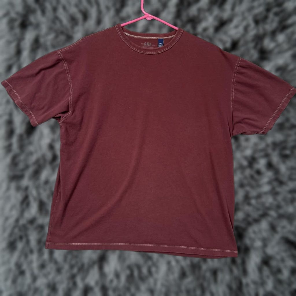 Gap VINTAGE Gap Shirt 2XL Maroon Athletic Fit 100% Cotton Crewneck Mens T-Shirt Short Sleeve Solid EST. GAP 1969 Size US XXL / EU 58 / 5 - 1 Thumbnail