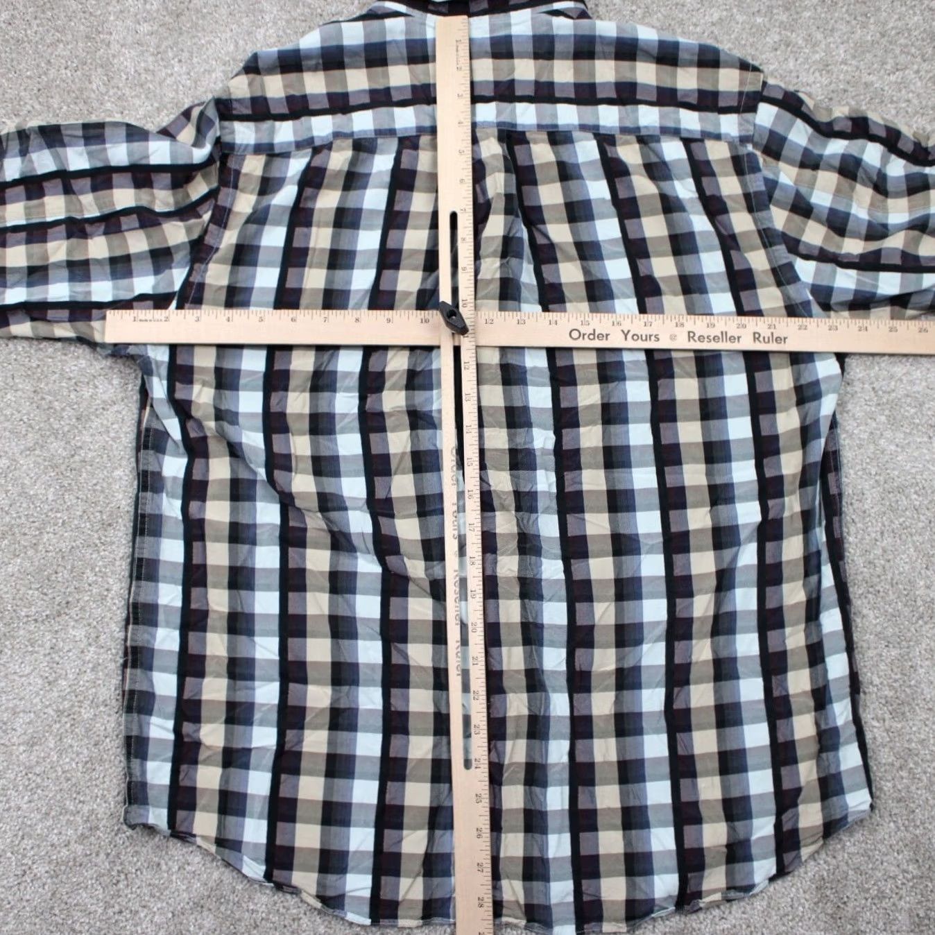Tommy Bahama Tommy Bahama Silk Shirt Button-Up Plaid Long Sleeve Blue Black Tan Mens Large Size US L / EU 52-54 / 3 - 7 Thumbnail