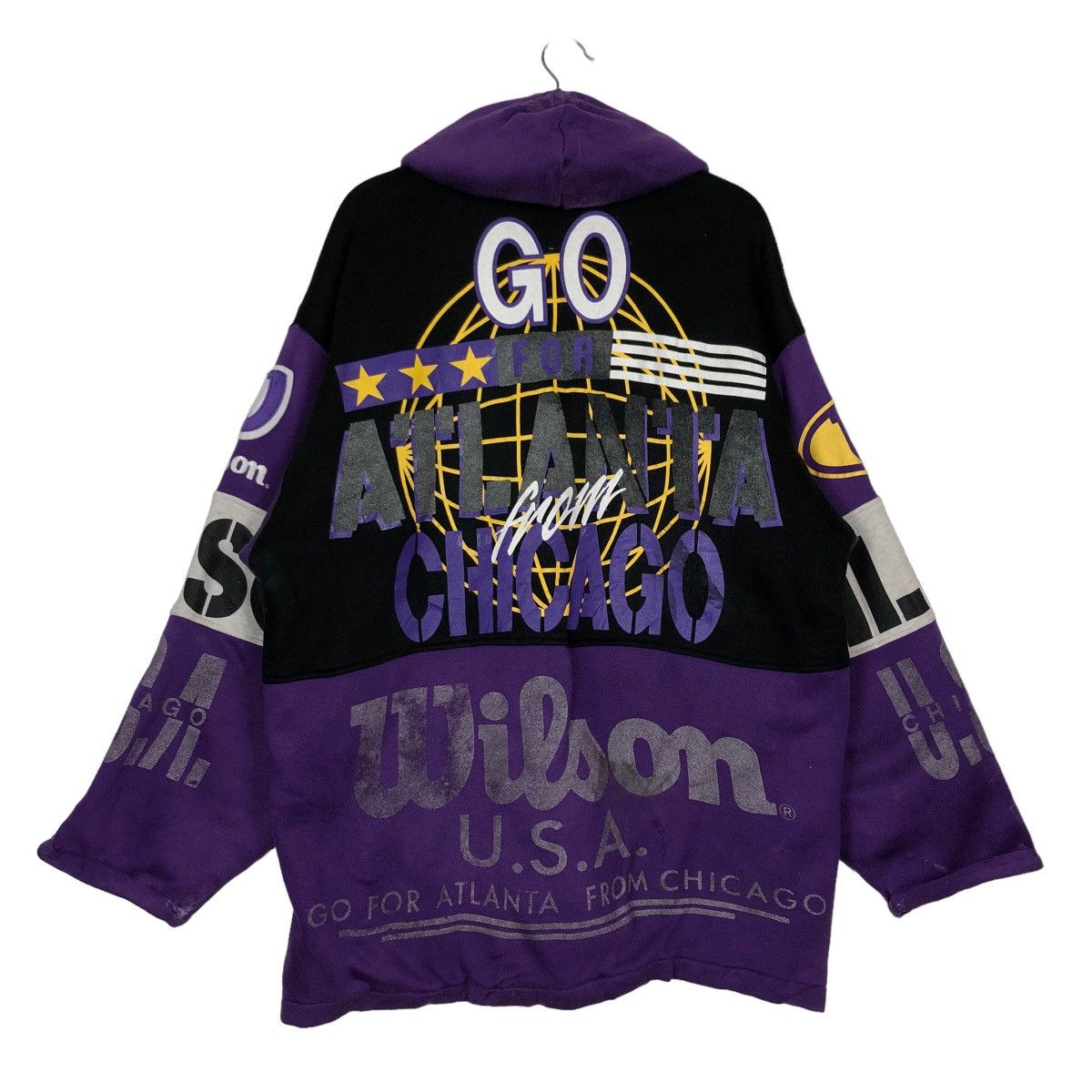 Japanese Brand 🔥Vintage Wilson Overprint Hoodie Zipper Jacket Streetwear Size US L / EU 52-54 / 3 - 8 Thumbnail
