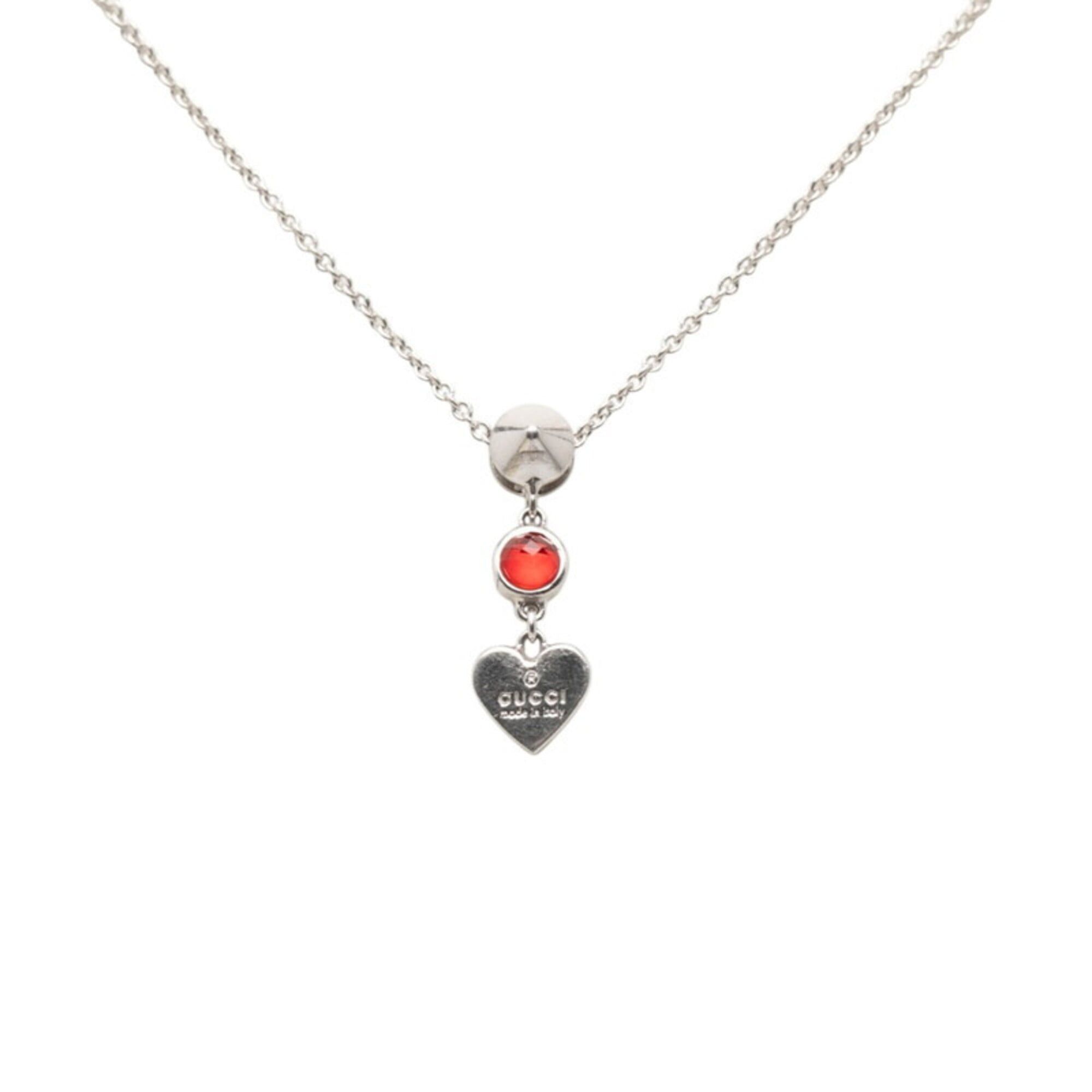 Gucci Gucci trademark drop pendant heart necklace 325871 08241 8166 silver red SV925 crystal women's GUCCI Size ONE SIZE - 1 Thumbnail