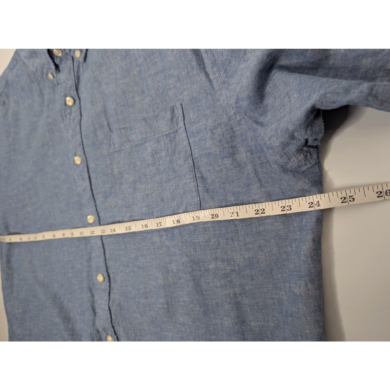 Croft & Barrow VINTAGE Croft & Barrow Linen Shirt Mens L Short Sleeve Button-Down Blue Easy Care Size US L / EU 52-54 / 3 - 4 Thumbnail