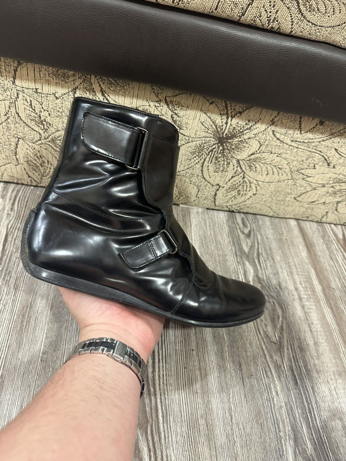 Leather × Prada × Vintage Vintage early 2000s Prada leather moto boots size 8,5 Size US 8.5 / EU 41-42 - 1 Thumbnail