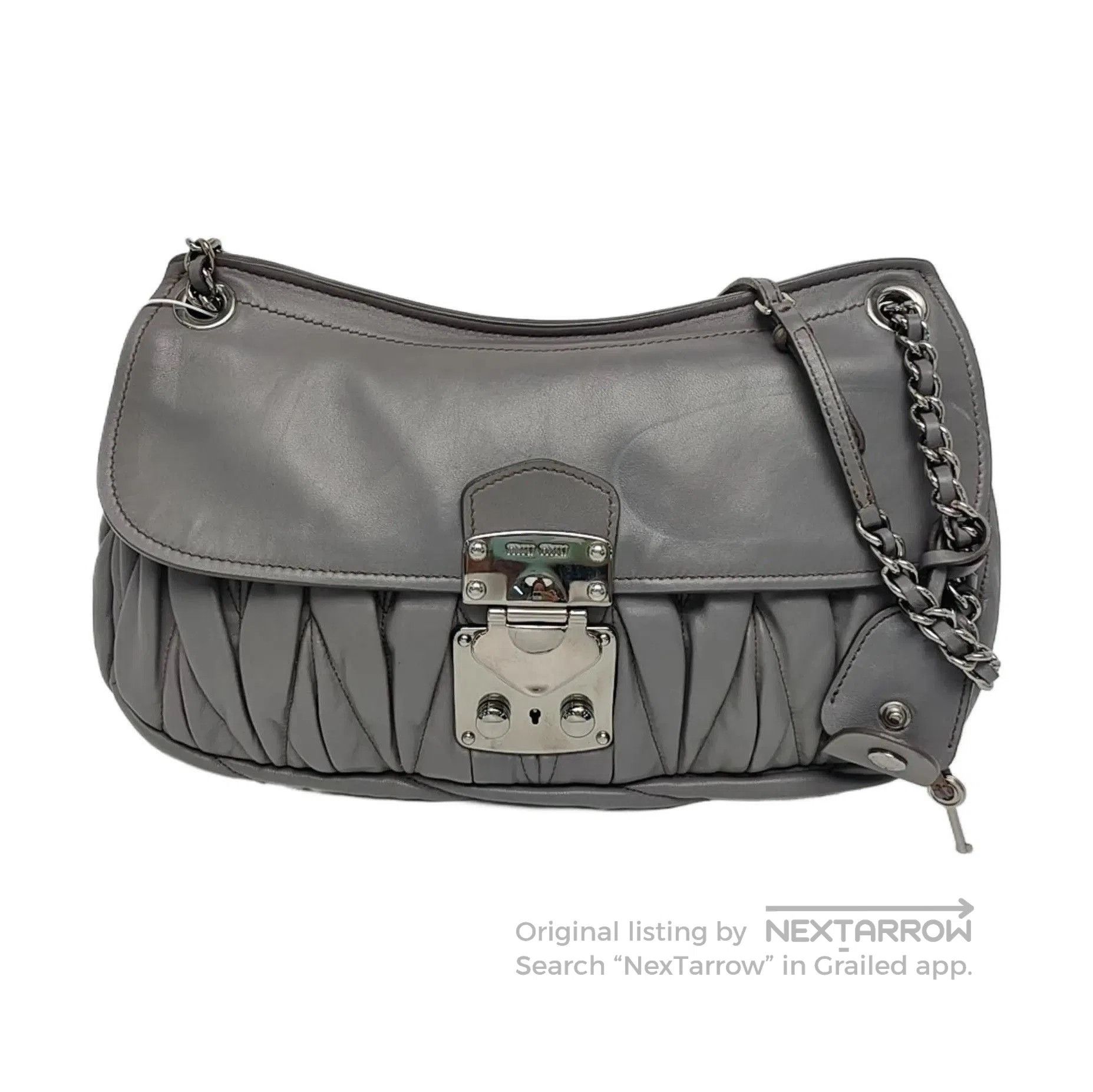Other Miu Miu Gray Shearling Quilted Shoulder Bag. Size ONE SIZE - 1 Thumbnail
