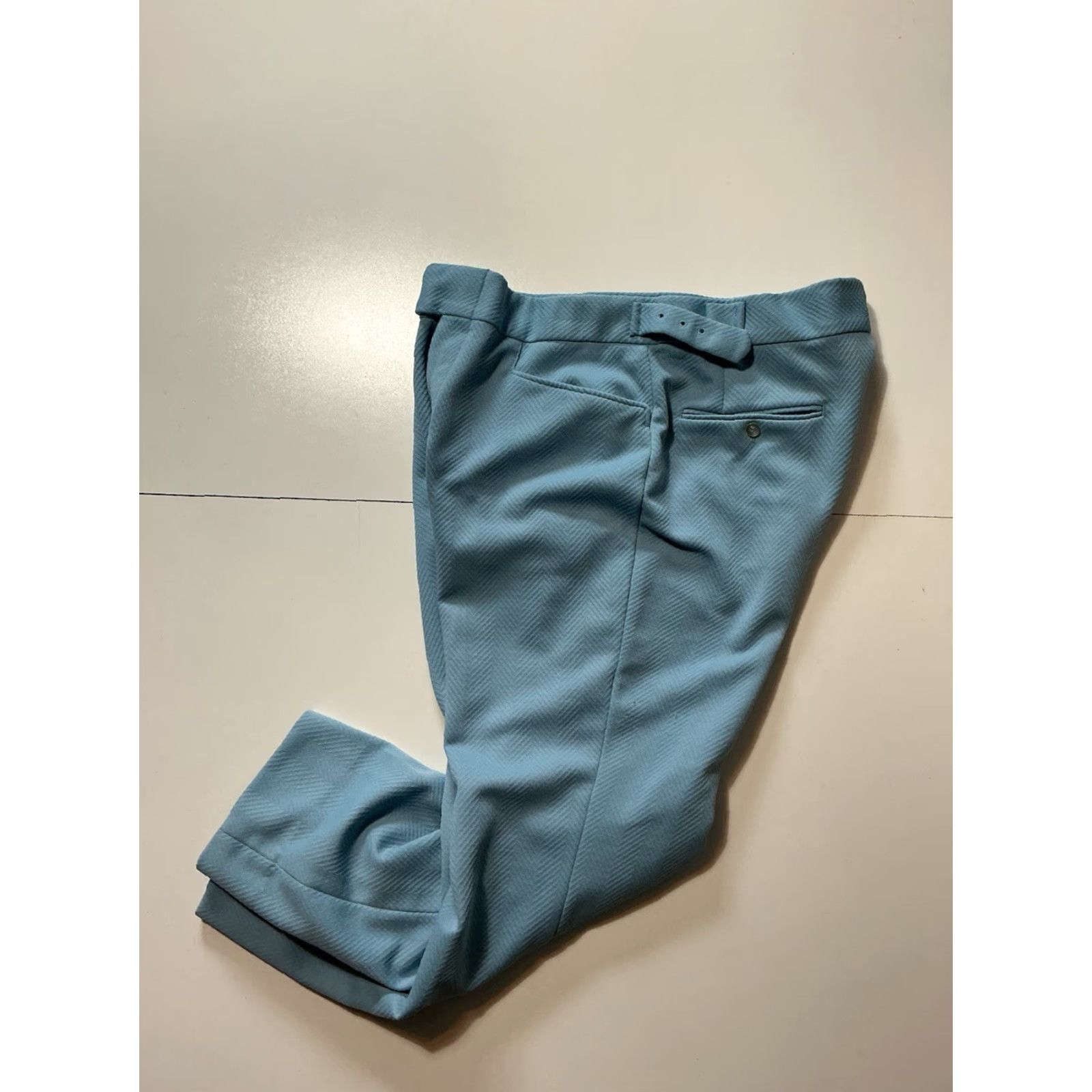 McGregor VINTAGE Mcgregor Blue Textured All Polyester Disco Flare Dress Pants 38 1970s Size US 38 / EU 54 - 4 Thumbnail