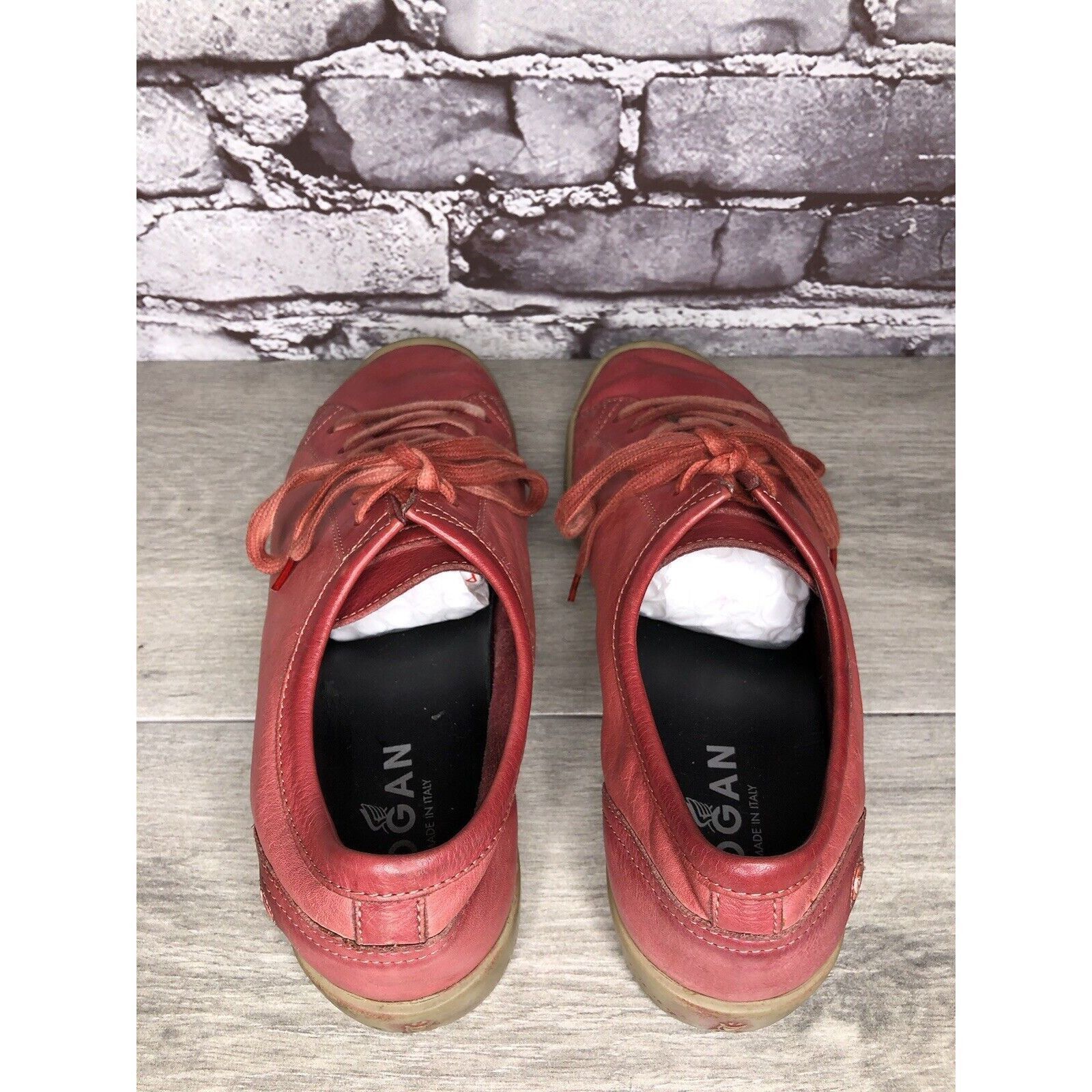 Hogan Hogan Red Leather Casual Comfort Lace Up Sneakers Shoes Wome Size US 9.5 / IT 39.5 - 19 Thumbnail