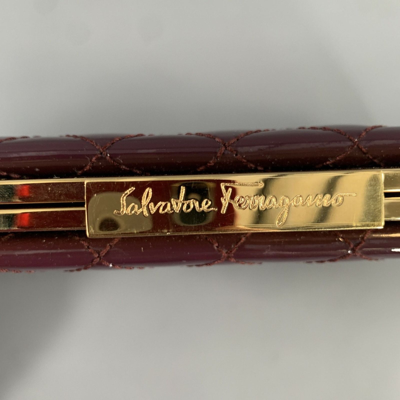 Salvatore Ferragamo SALVATORE FERRAGAMO Purple Quilted Patent Clutch Bags Size ONE SIZE - 5 Thumbnail