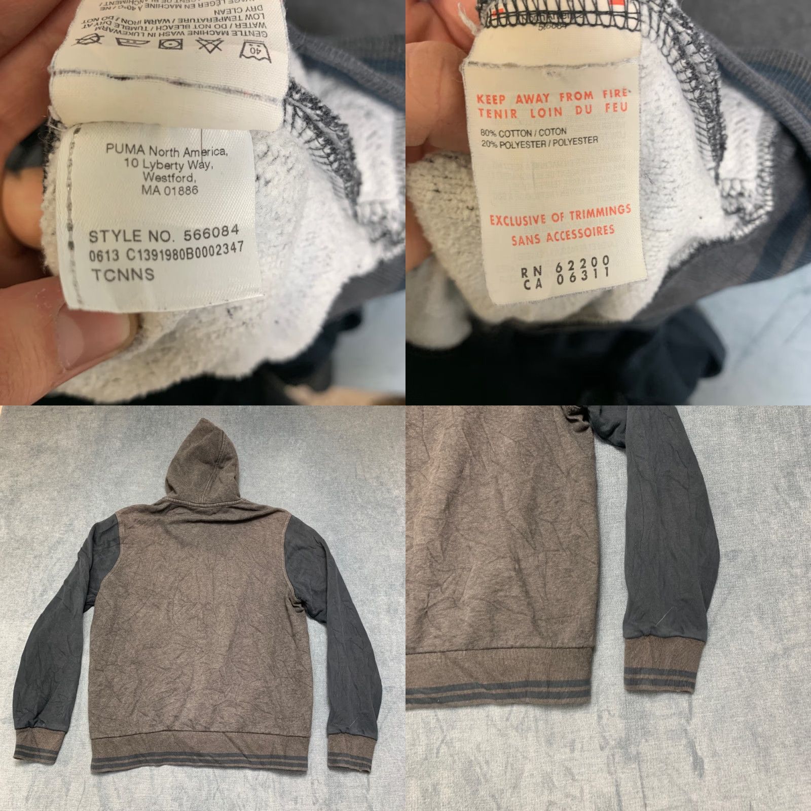 Puma Puma Mens Varsity Jacket Gray Hooded Fleece Lined Snap Front Sport Lifestyle M Jacket Size US M / EU 48-50 / 2 - 8 Thumbnail