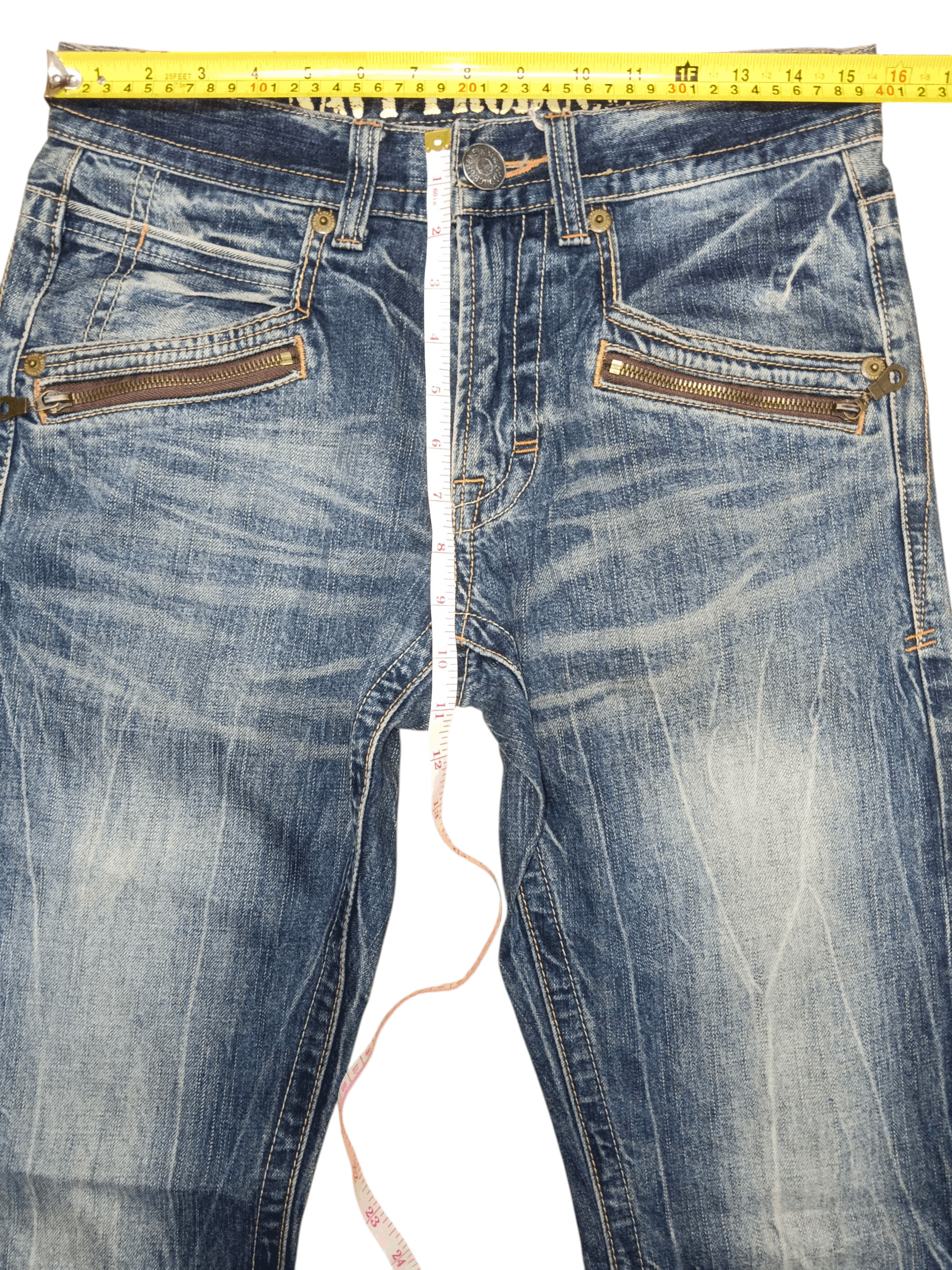 Naval Clothing Factory Navi Produce Thunder Whiskers Stone Wash Flare Denim Size US 31 - 5 Thumbnail
