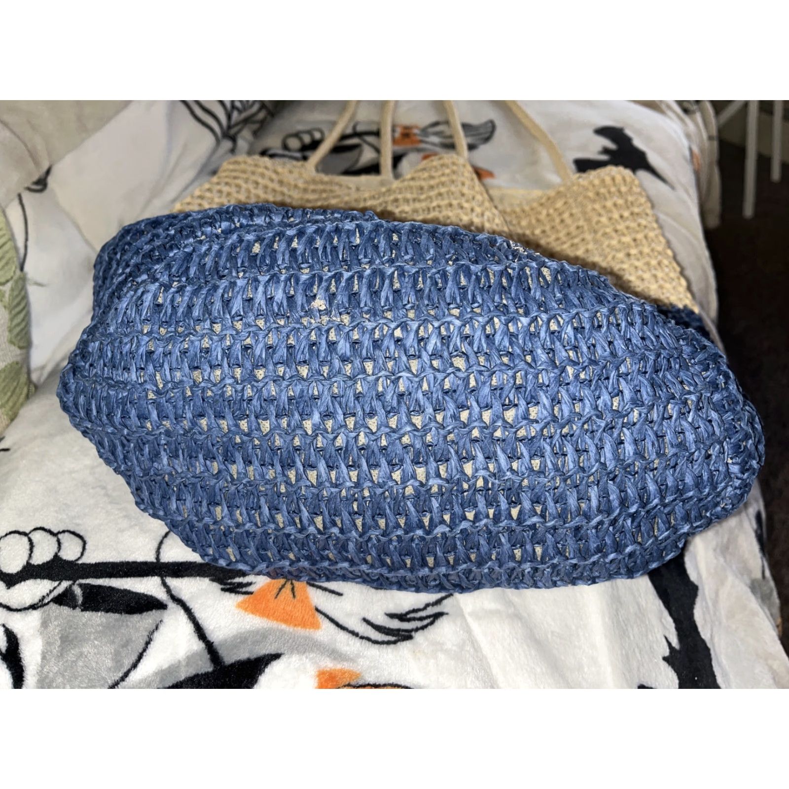 Old Navy Old Navy Large Beach Tote Bag Natural Crochet Straw Purse Ivory Womens Size ONE SIZE - 5 Thumbnail