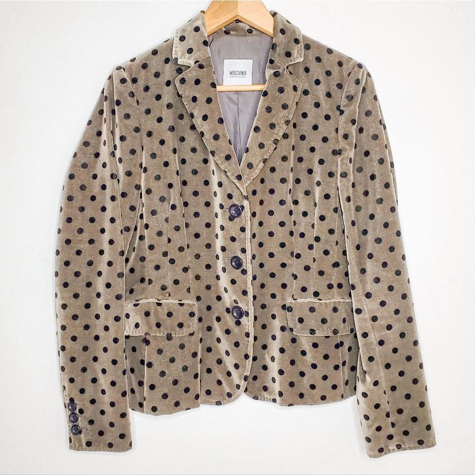 Moschino Moschino Cheap and Chic Grey Black Polka Dot Velvet Blazer Size M / US 6-8 / IT 42-44 - 1 Thumbnail
