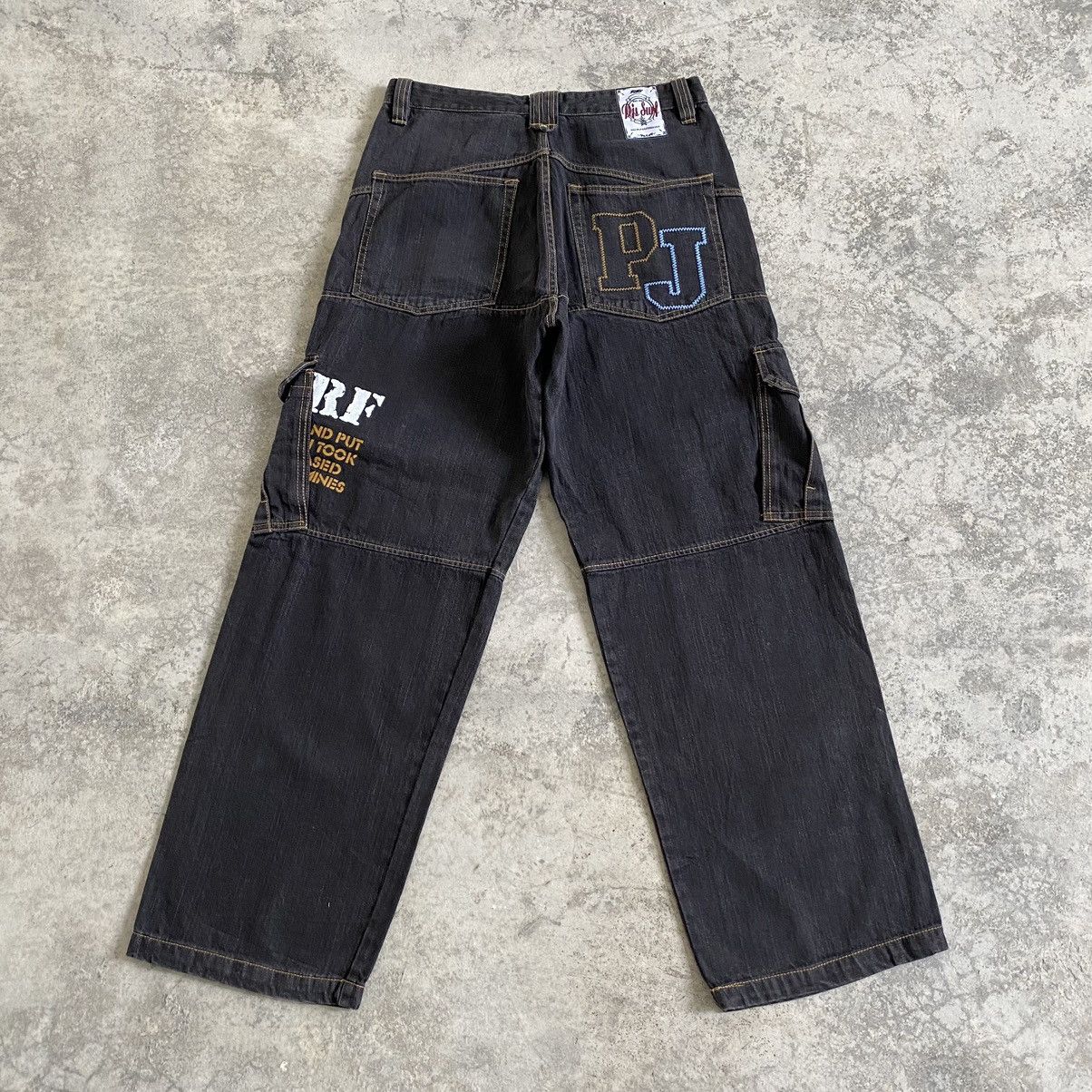 image of Jnco x Vintage Pj’S Surf Japan Baggy Cargo Denim Jeans in Black, Men's (Size 32)