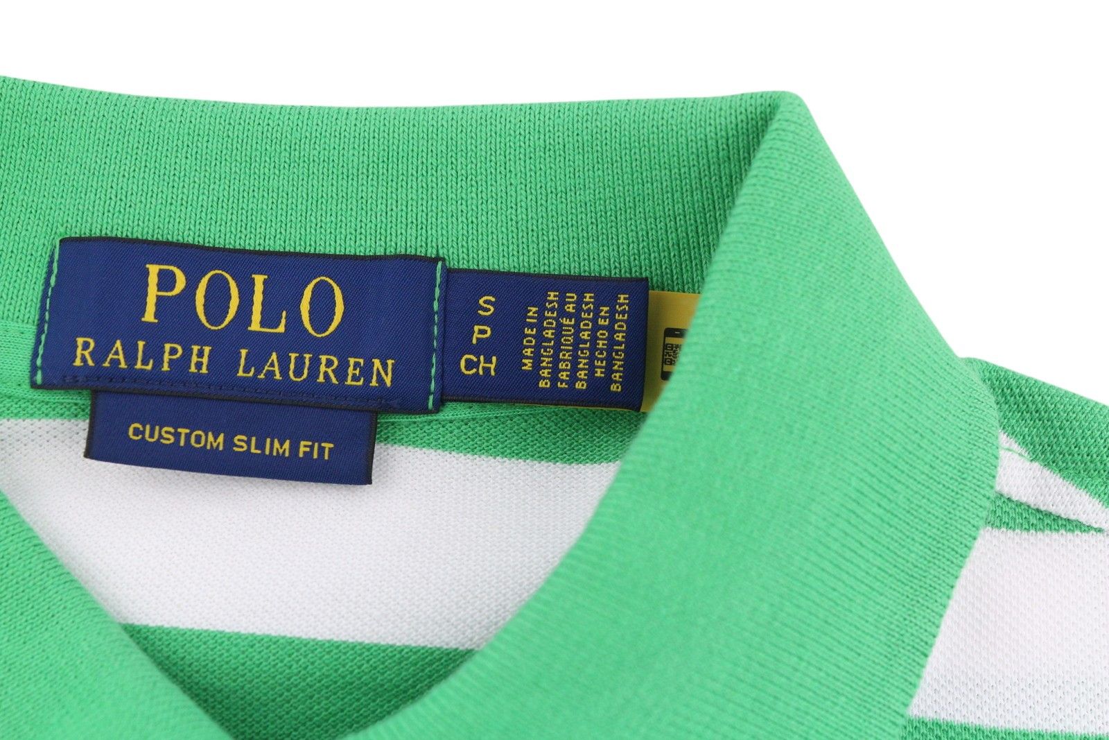 Polo Ralph Lauren CUSTOM SLIM FIT S Green Striped Polo Neck T-Shirt 84563 Size US S / EU 44-46 / 1 - 5 Thumbnail