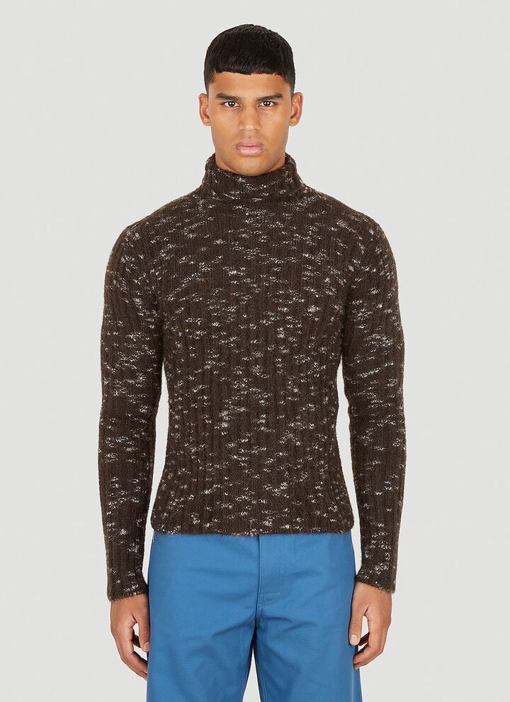 o1y0325 Turtleneck Sweater in Brown/White