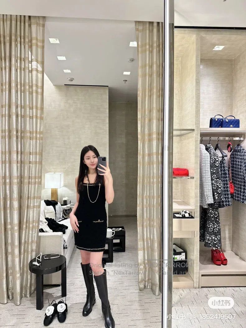 Chanel Chanel Black leather chain cashmere strap dress Size XS / US 0-2 / IT 36-38 - 8 Thumbnail