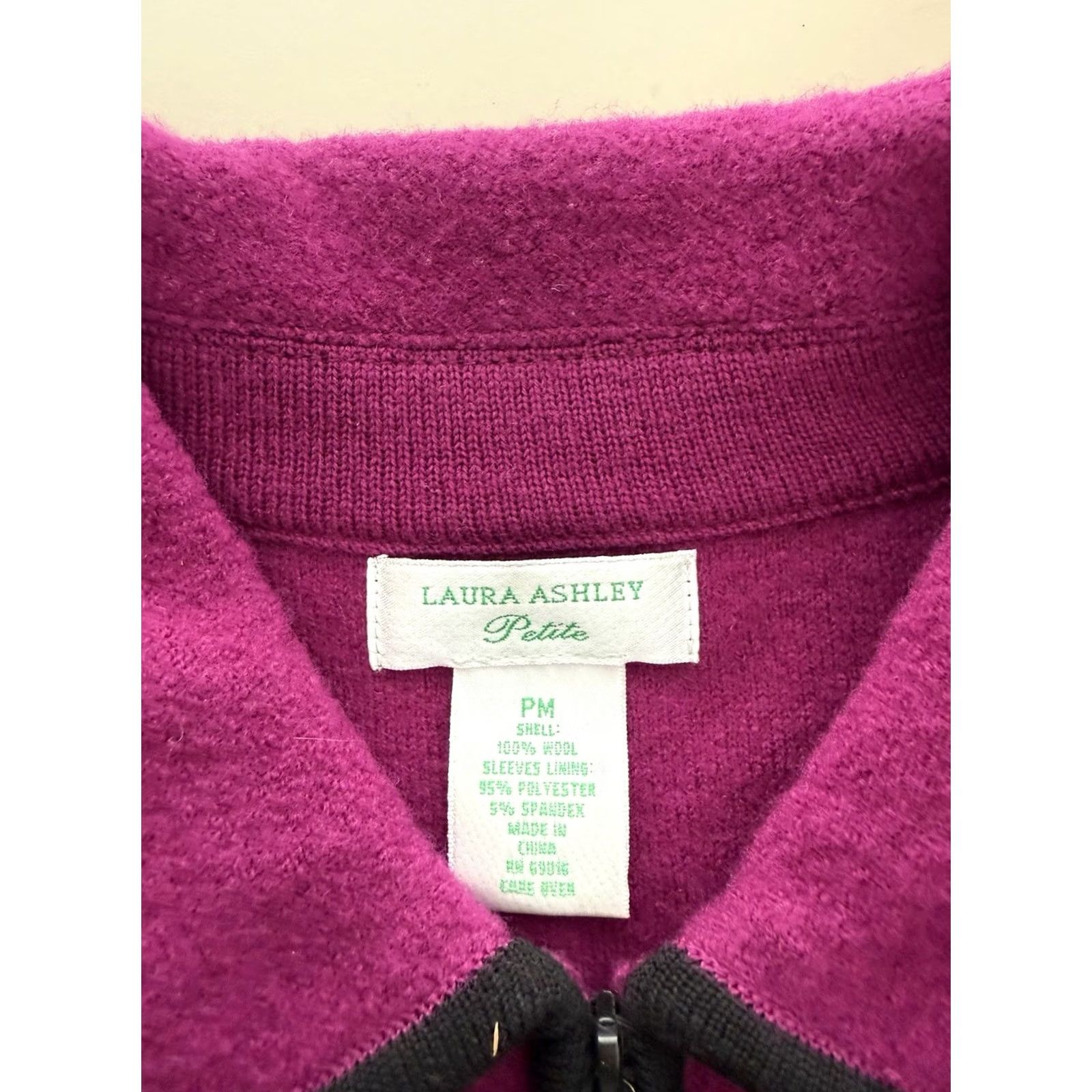 Laura Ashley VINTAGE Laura Ashley Wool Jacket Fuchsia W/Black Trim Women’s PM 90's Y2K Size M / US 6-8 / IT 42-44 - 6 Thumbnail