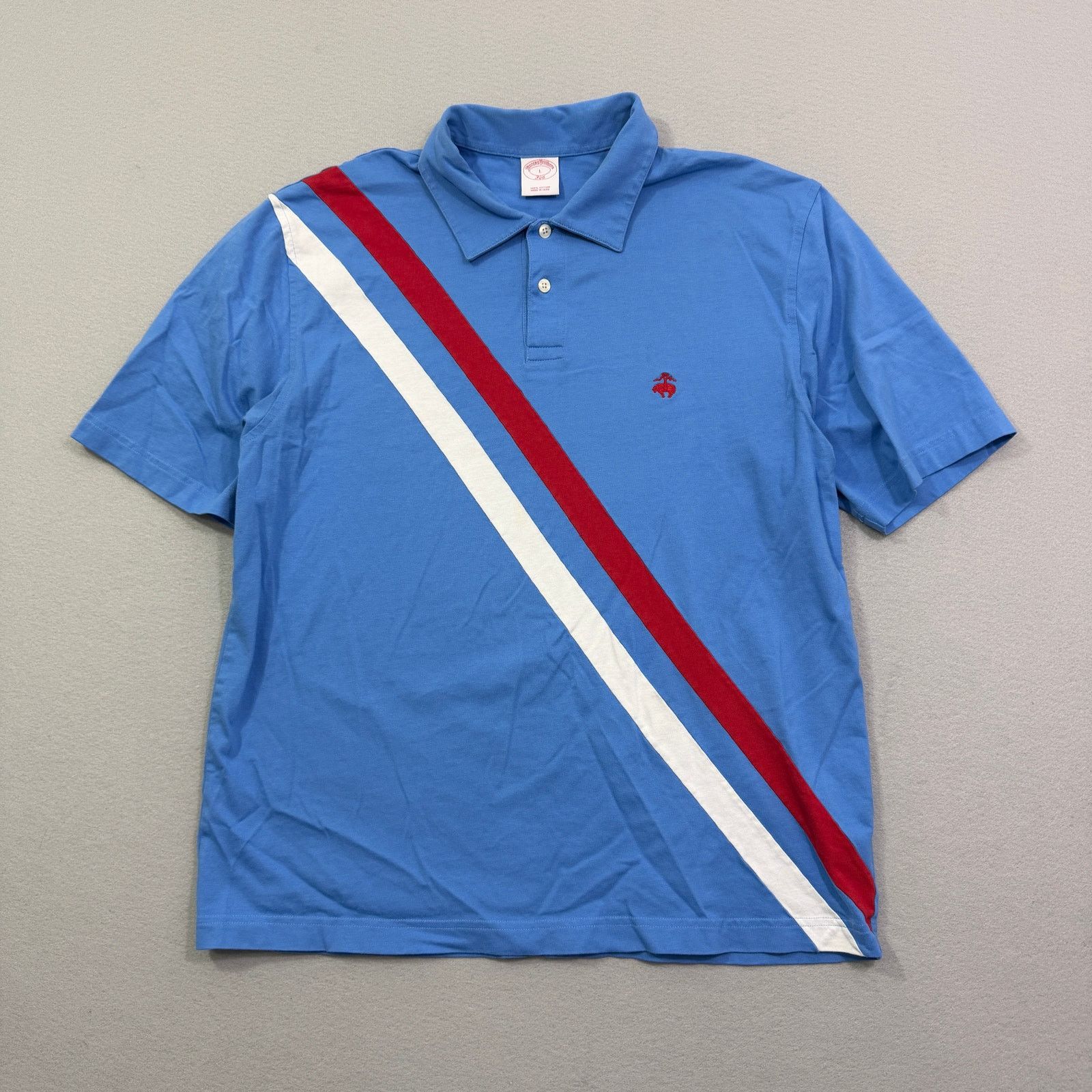 Brooks Brothers Brooks Brothers Polo Shirt Mens Large Blue Red White Striped Size US L / EU 52-54 / 3 - 1 Thumbnail