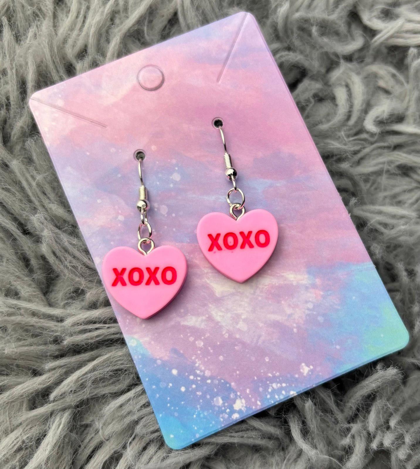 Handmade Pink Heart valentines sweethearts earrings Size ONE SIZE - 1 Preview