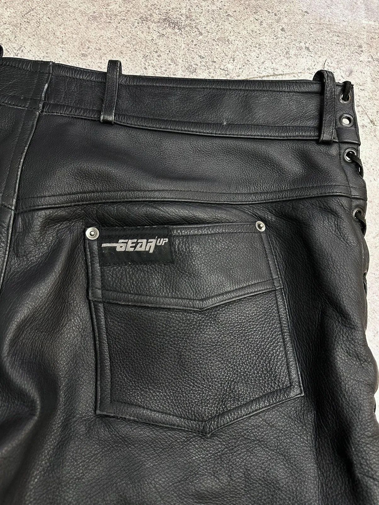 Jean Paul Gaultier Leather Pants Rick Owens Style Vintage Avantgarde Moto Japan Size US 38 / EU 54 - 12 Thumbnail