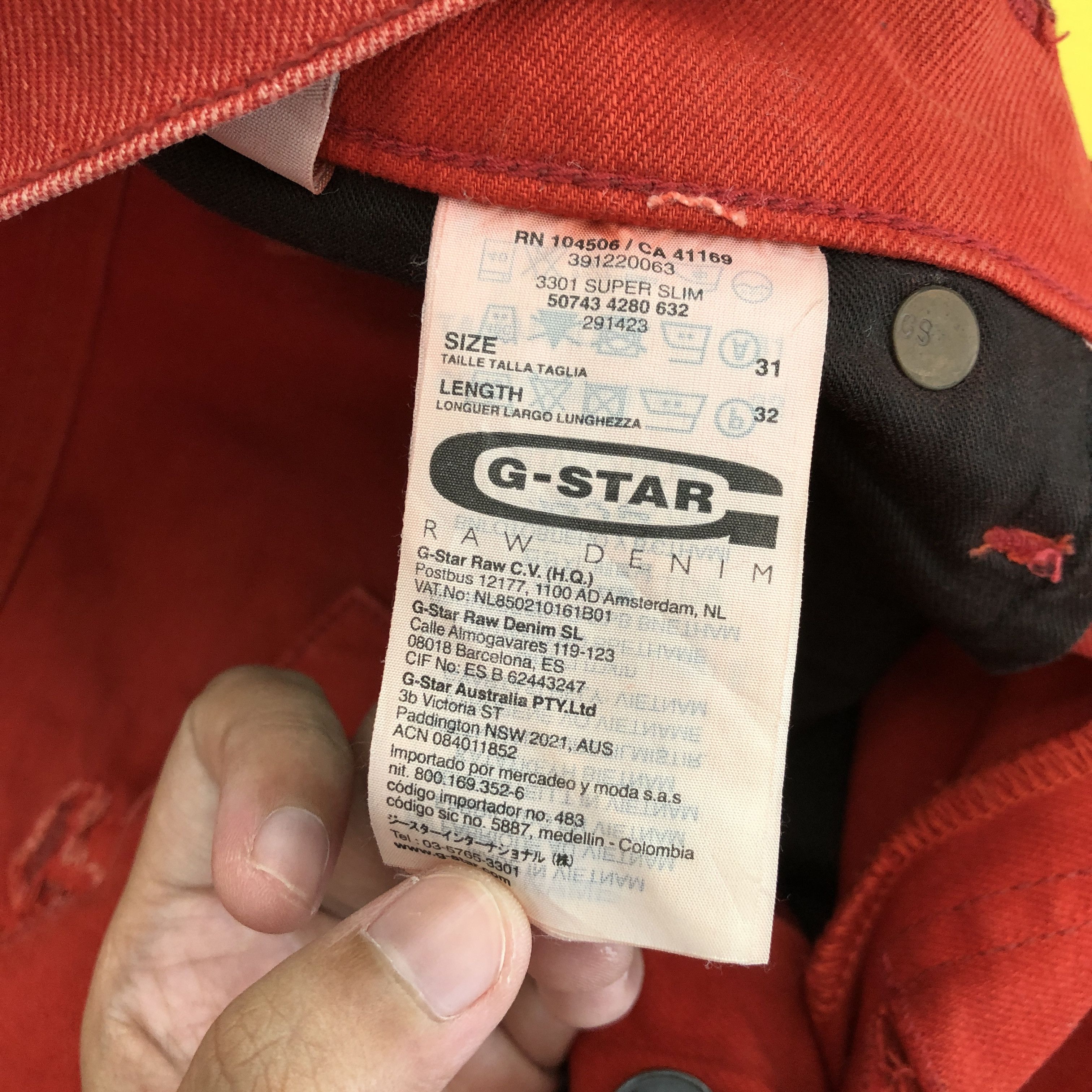 G-Star Vintage G-Star Raw Jeans Japanese Denim Red Colour Pants Size US 33 - 6 Thumbnail