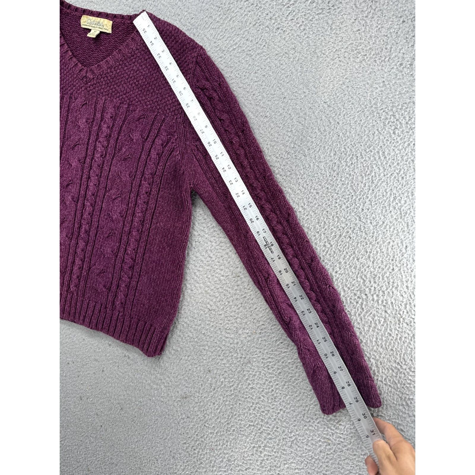 Vintage VINTAGE Cabela’s Sweater Cable Knit Maroon 100% Cotton Womens SZ M Cottage Knit Shirt Womens M Red Cable-Knit Pullover 90s Festival Women Size M / US 6-8 / IT 42-44 - 3 Thumbnail