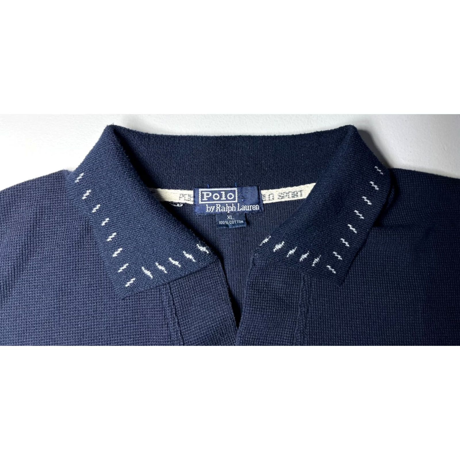 Polo Ralph Lauren Polo Ralph Lauren Polo Shirt Mens Vintage 90s V-Neck Navy XL 100% Cotton Short Sleeve Logo Pullover Made in USA Size US XL / EU 56 / 4 - 6 Thumbnail