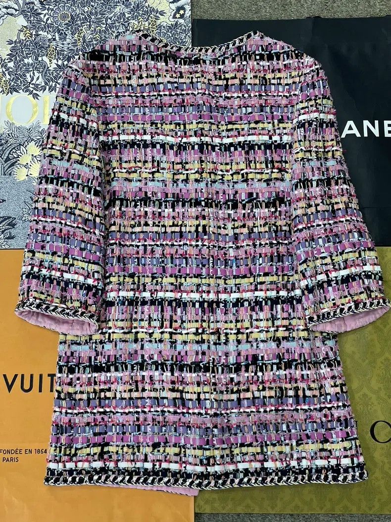 Chanel Chanel Pink-purple woven tweed coat Size XS / US 0-2 / IT 36-38 - 3 Thumbnail