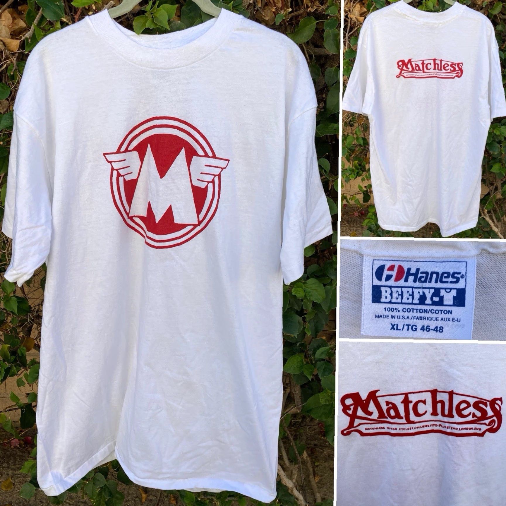 Hanes VINTAGE Hanes Beefy-T T Shirt Motorcycle Single Stitch XL White Mens Size US XL / EU 56 / 4 - 7 Thumbnail