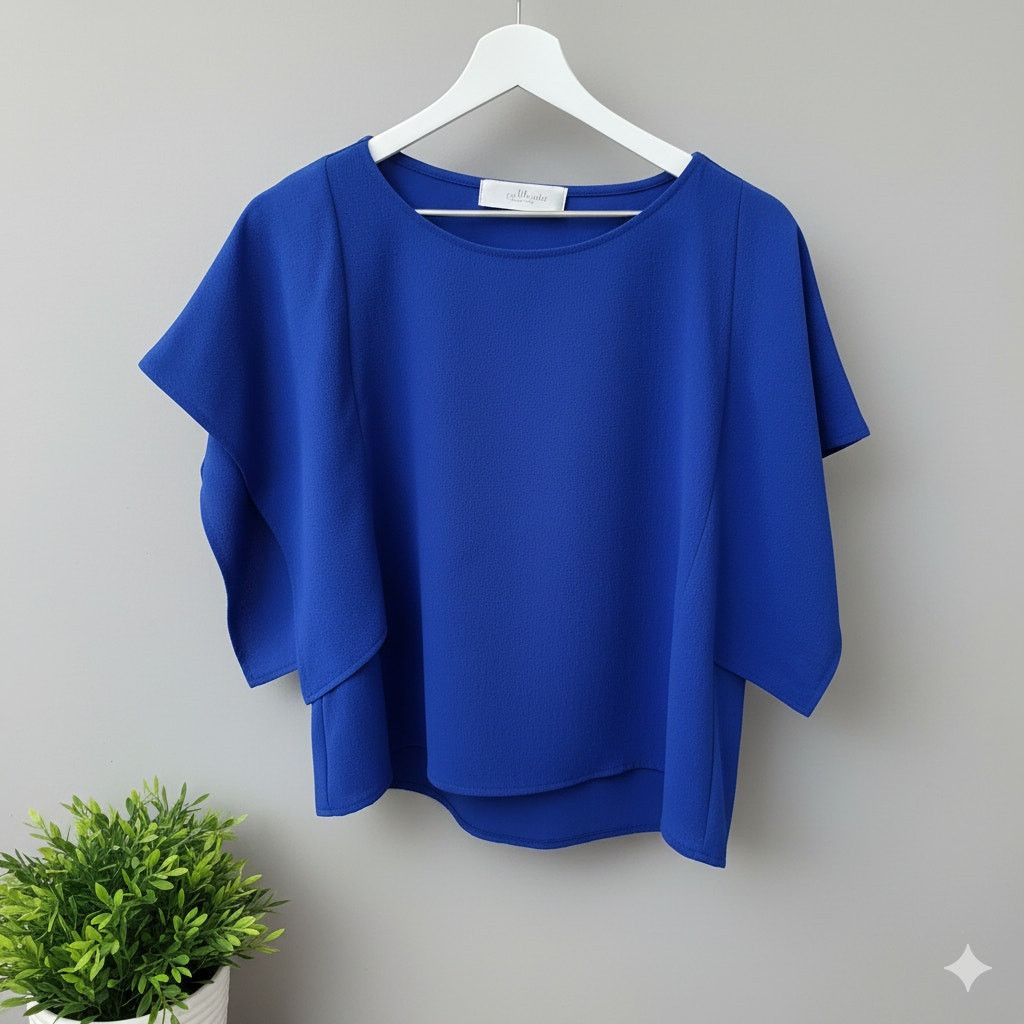 Amanda Uprichard Amanda Uprichard Cobalt Blue Flutter Sleeve Blouse Small Size S / US 4 / IT 40 - 1 Thumbnail