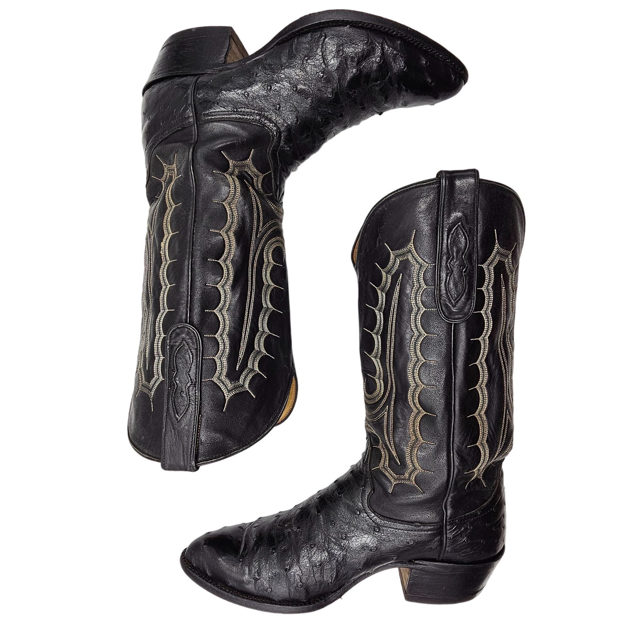 Other Vintage Honcho Boots Exotic Full Quill Ostrich Black Cowboy Size US 10 / EU 43 - 10 Thumbnail